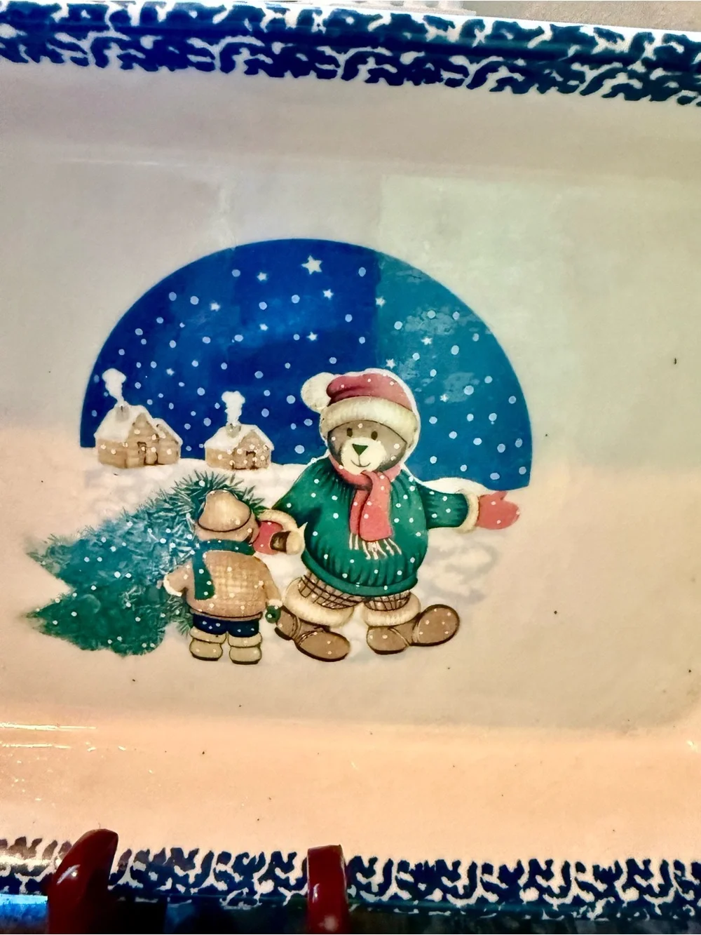 Christmas Tree Bear Holiday Stoneware Casserole Dish Dolgencorp, Inc.  14”.